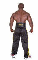 6 Inch Padded Leather Belt, black/gold, Gorilla Wear