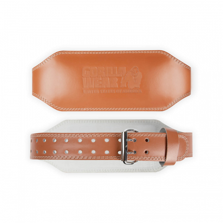 Kolla in 6 Inch Padded Leather Belt, brown, Gorilla Wear hos SportGymButiken.se
