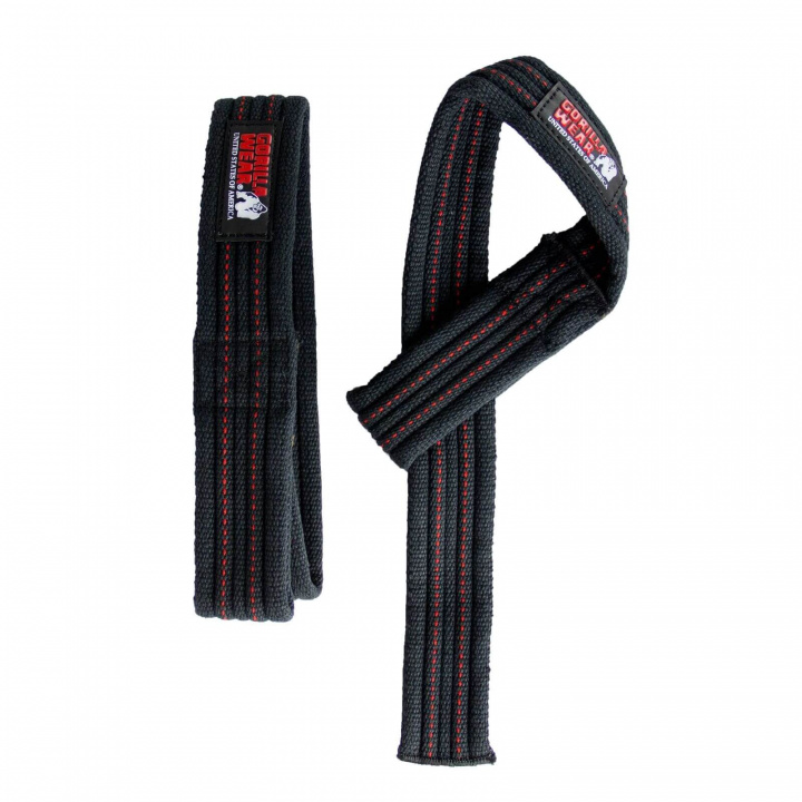 Kolla in Hardcore Lifting Straps, black/red, Gorilla Wear hos SportGymButiken.se