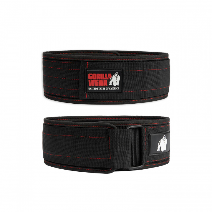 Kolla in 4 Inch Nylon Belt, black/red, Gorilla Wear hos SportGymButiken.se