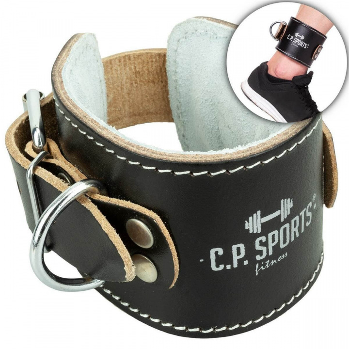 Ankle Cuff Leather, padded, black, C.P. Sports i gruppen Styrka / Draghandtag / Fotmanschett hos Sportgymbutiken.se (GW-G4-black)