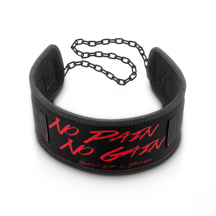 Kolla Dip Belt, No Pain No Gain, black/red, C.P. Sports hos SportGymButiken.se