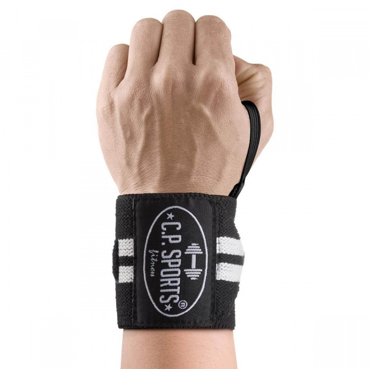 Wrist Wraps, 30 cm, black/white i gruppen Sport & Fitness / Träningstillbehör / Knä- & Handledslindor hos Sportgymbutiken.se (GW-T18-blwh)