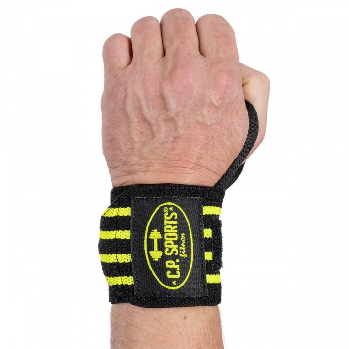 Wrist Wraps, 30 cm, black/yellow i gruppen Sport & Fitness / Träningstillbehör / Knä- & Handledslindor hos Sportgymbutiken.se (GW-T18-blye)