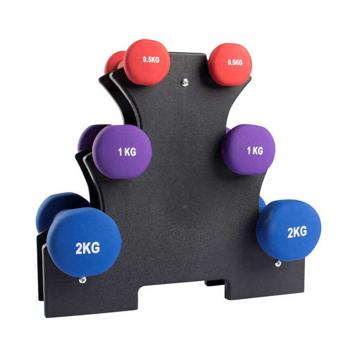 Neoprene Dumbbell Set + Holder, VirtuFit i gruppen Styrka / Hantlar & Kettlebells / Hantlar hos Sportgymbutiken.se (GW-VF02006)