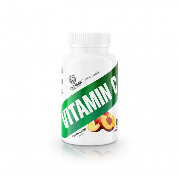 Kolla Vitamin C Tugg, Peach Candy, 100 tabletter hos SportGymButiken.se