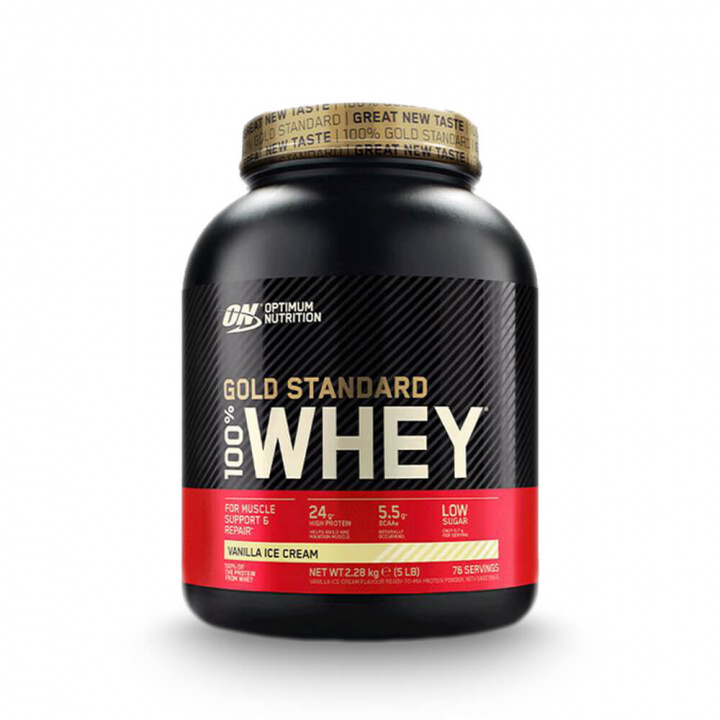 Kolla 100% Whey Gold Standard, 2273 g, Vanilla Ice Cream hos SportGymButiken.se