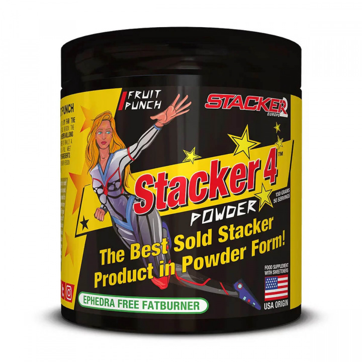 Kolla in Stacker 4 Powder, 150 g, Fruit Punch hos SportGymButiken.se