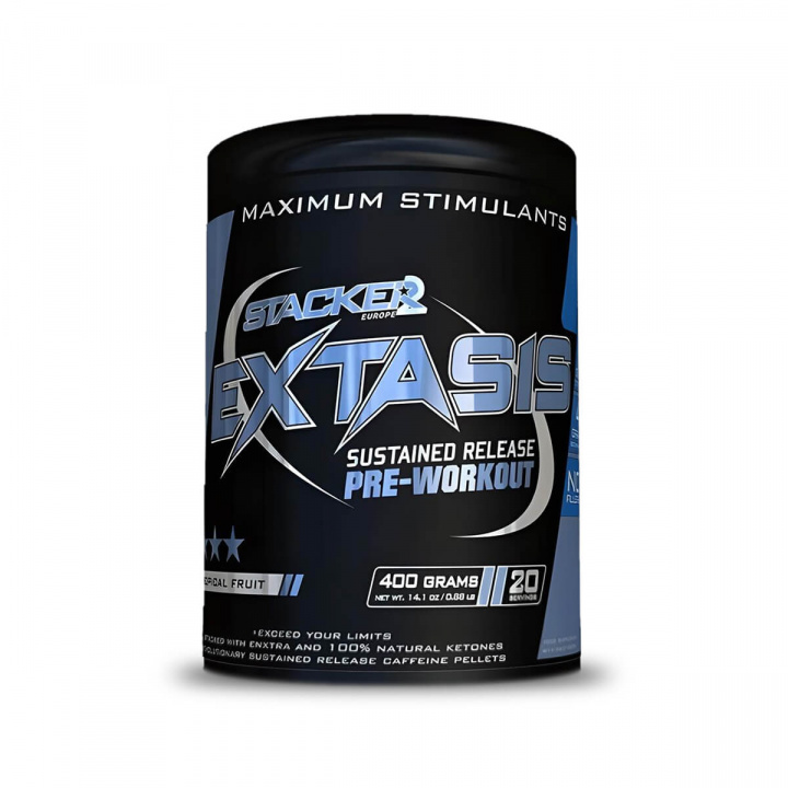 Stacker 2, Extasis PWO Tropical Fruit, 400g i gruppen Kosttillskott / Prestationshöjare & PWO hos Sportgymbutiken.se (PT-ST-9968-TF)
