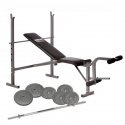 Bänk med ställning & Skivstångsset 50 kg