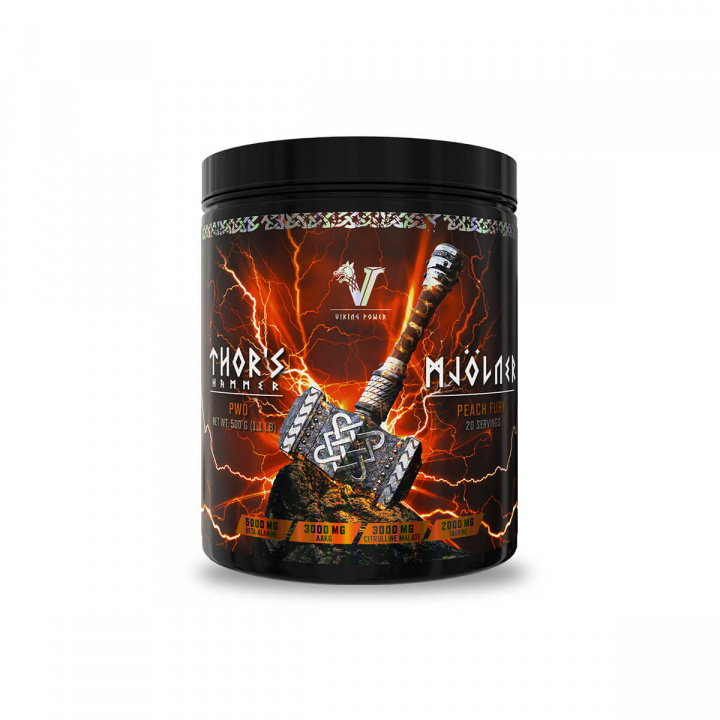 Viking Power, Thor\'s Hammer PWO Peach Fury, 500g i gruppen Kosttillskott / Prestationshöjare & PWO hos Sportgymbutiken.se (VP-15612-PF)