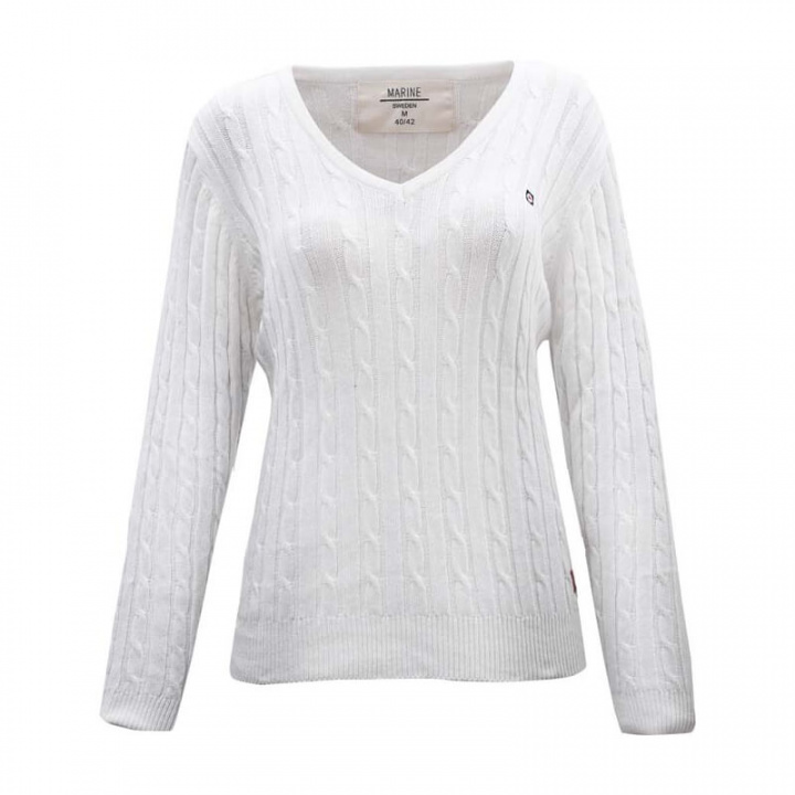 Kolla in Seaport Lady Sweater V-Neck, white, Marine hos SportGymButiken.se