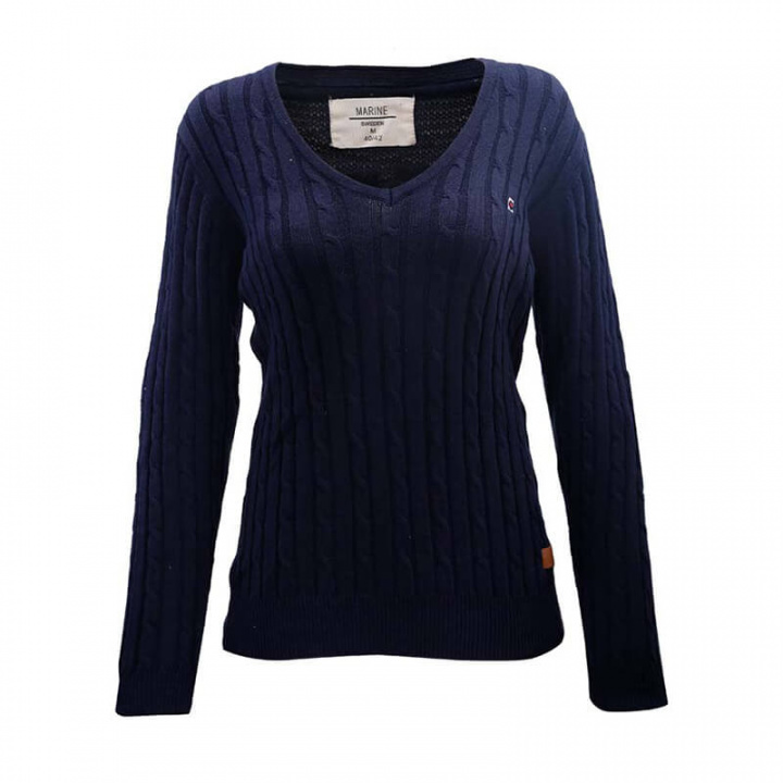 Kolla in Seaport Lady Sweater V-Neck, navy, Marine hos SportGymButiken.se